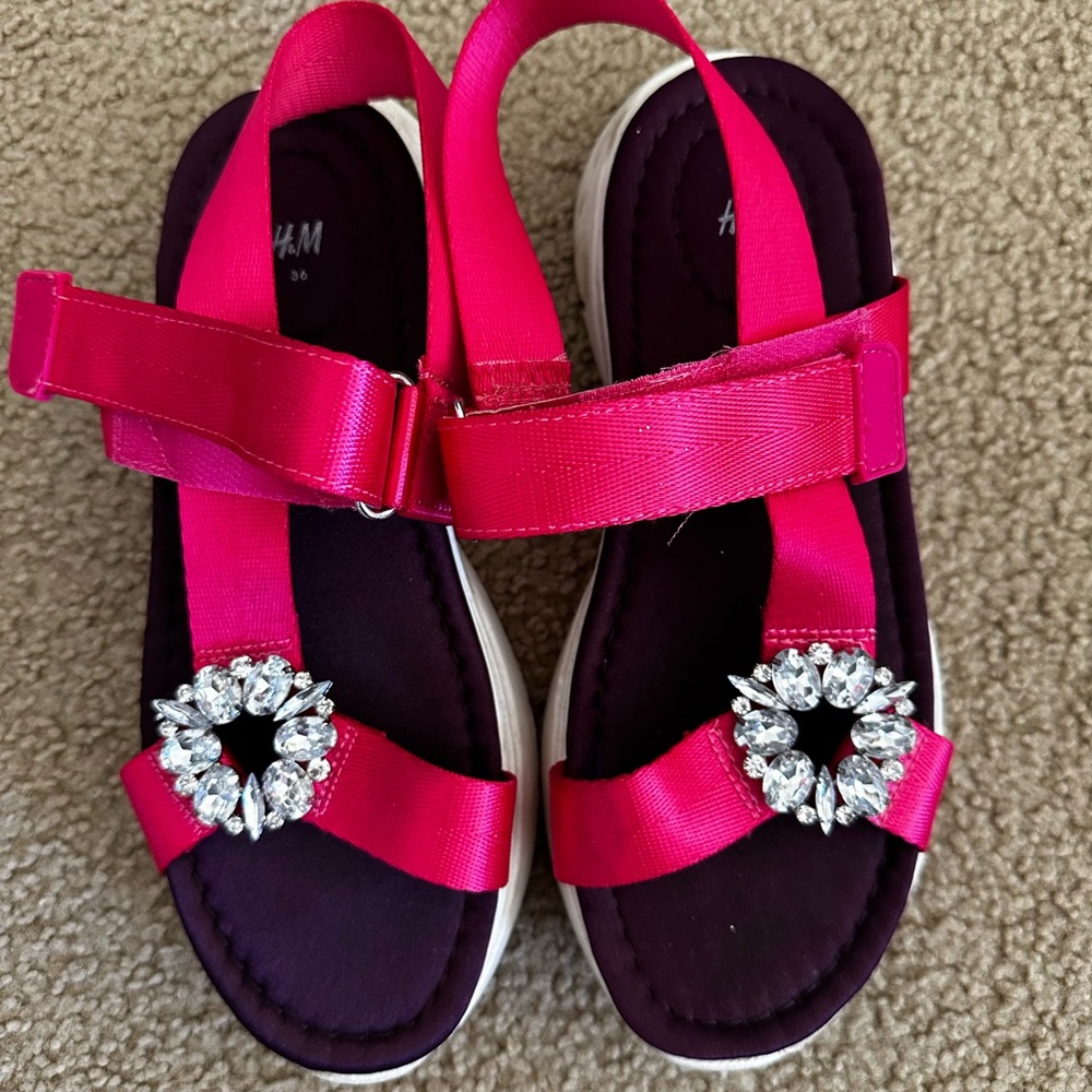 H&M Pink Sandals with Rhinestone Detail